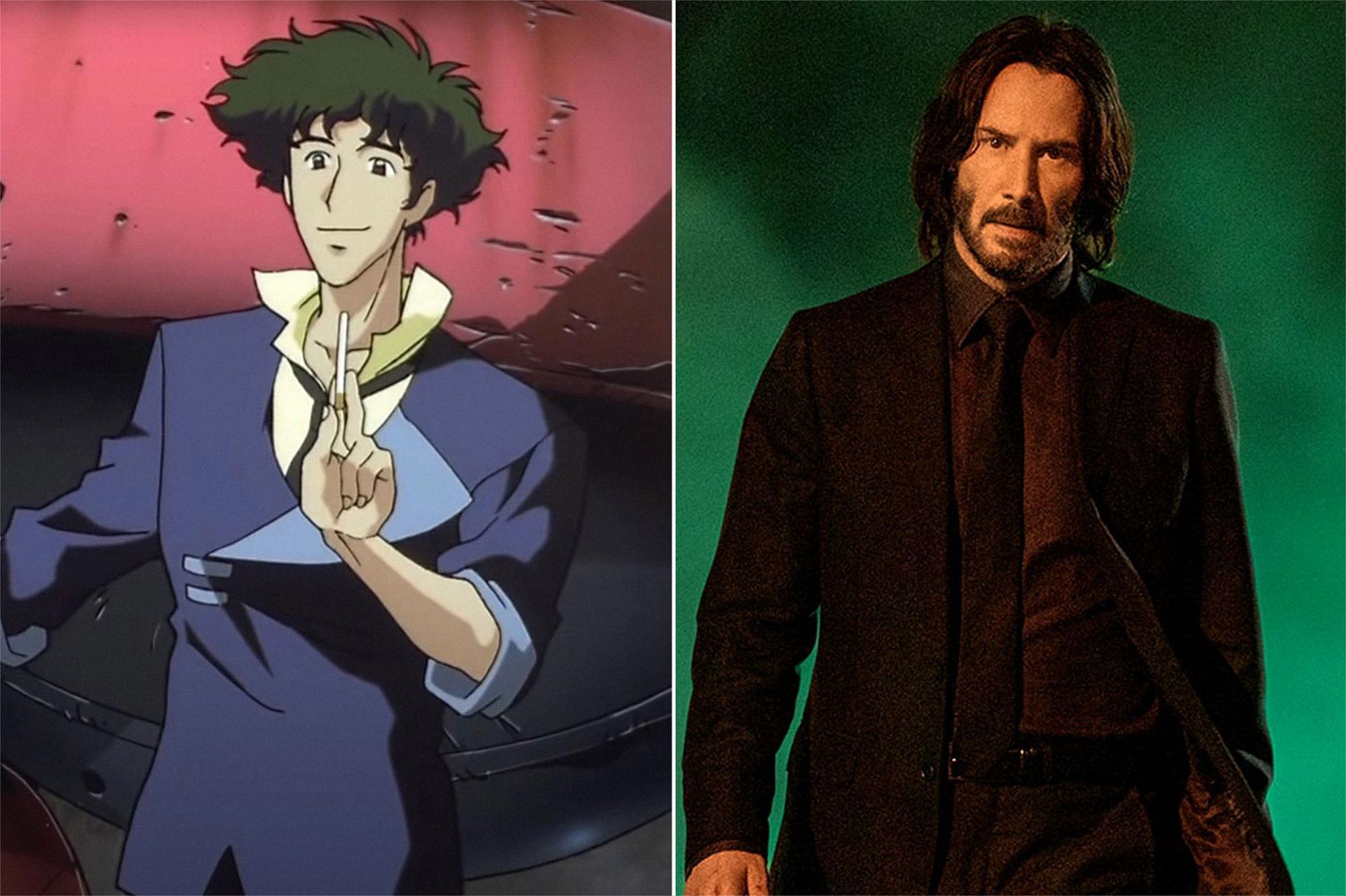 Spike and John, the protagonists of Cowboy Bebop and John Wick, respectively (Image via Sunrise and Summit Entertainment).